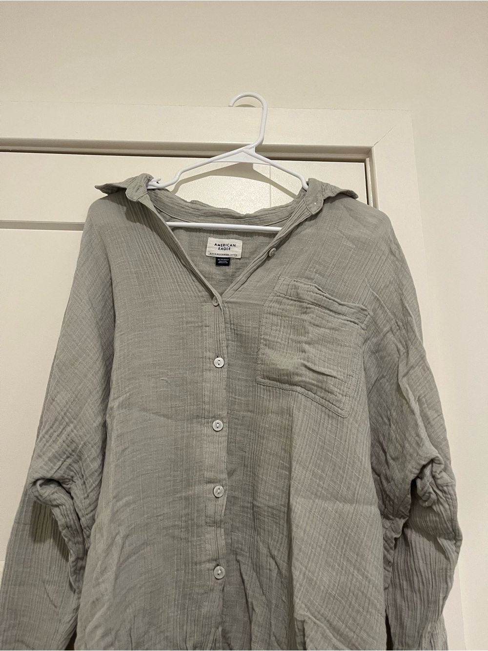 Green American Eagle linen cover up
